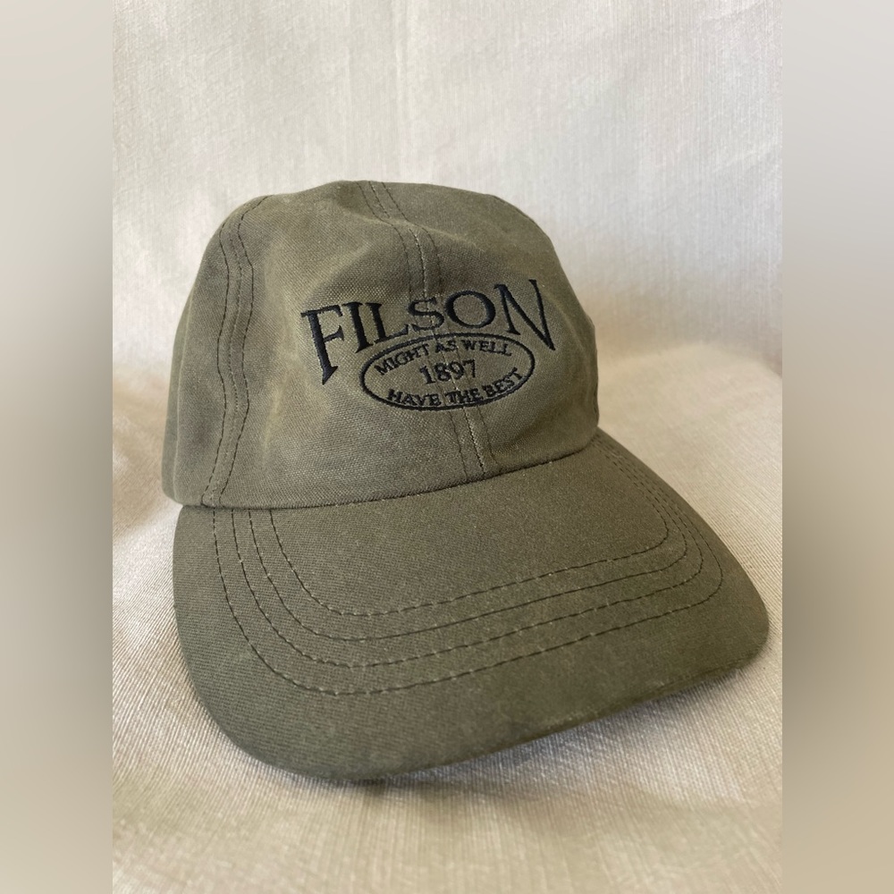Filson ottergreen waxed canvas five panel cap